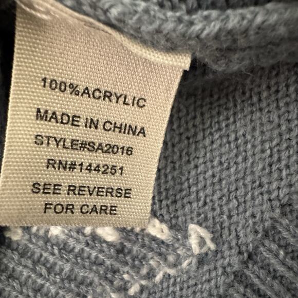 Moon And Madison Small Blue And White‎ Long Sleeve Round Neck Sweater with Stars - Picture 5 of 7